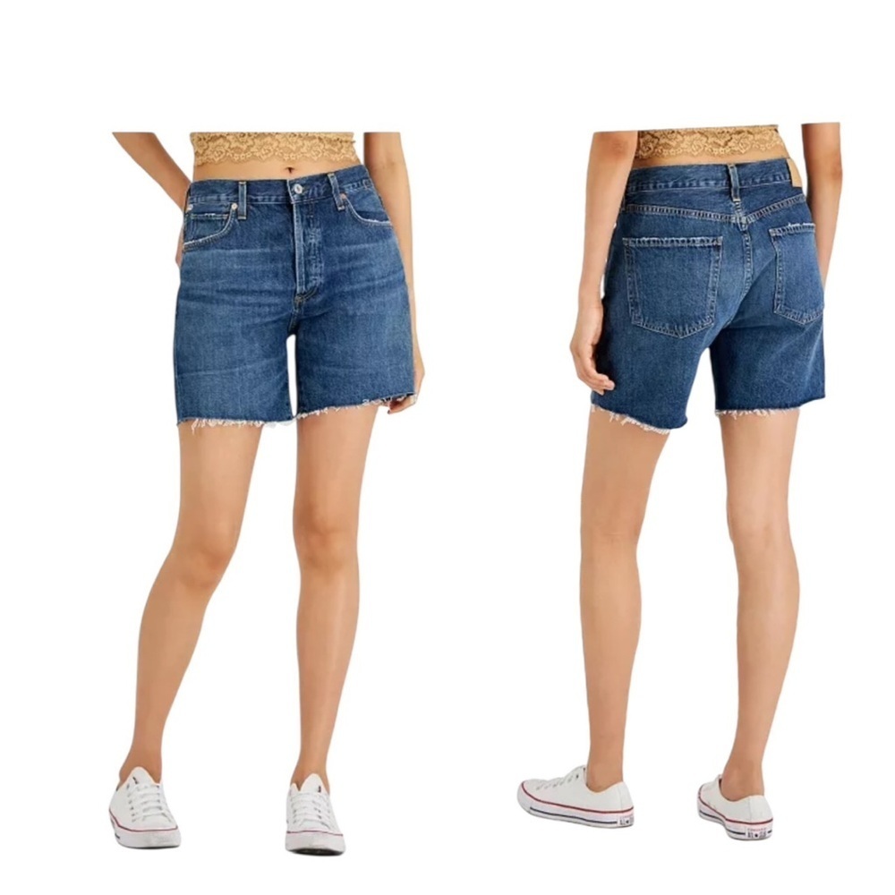 Citizens Of Humanity Bailey Cotton Loose Fit Blue Denim Cut Off Shorts SZ 32